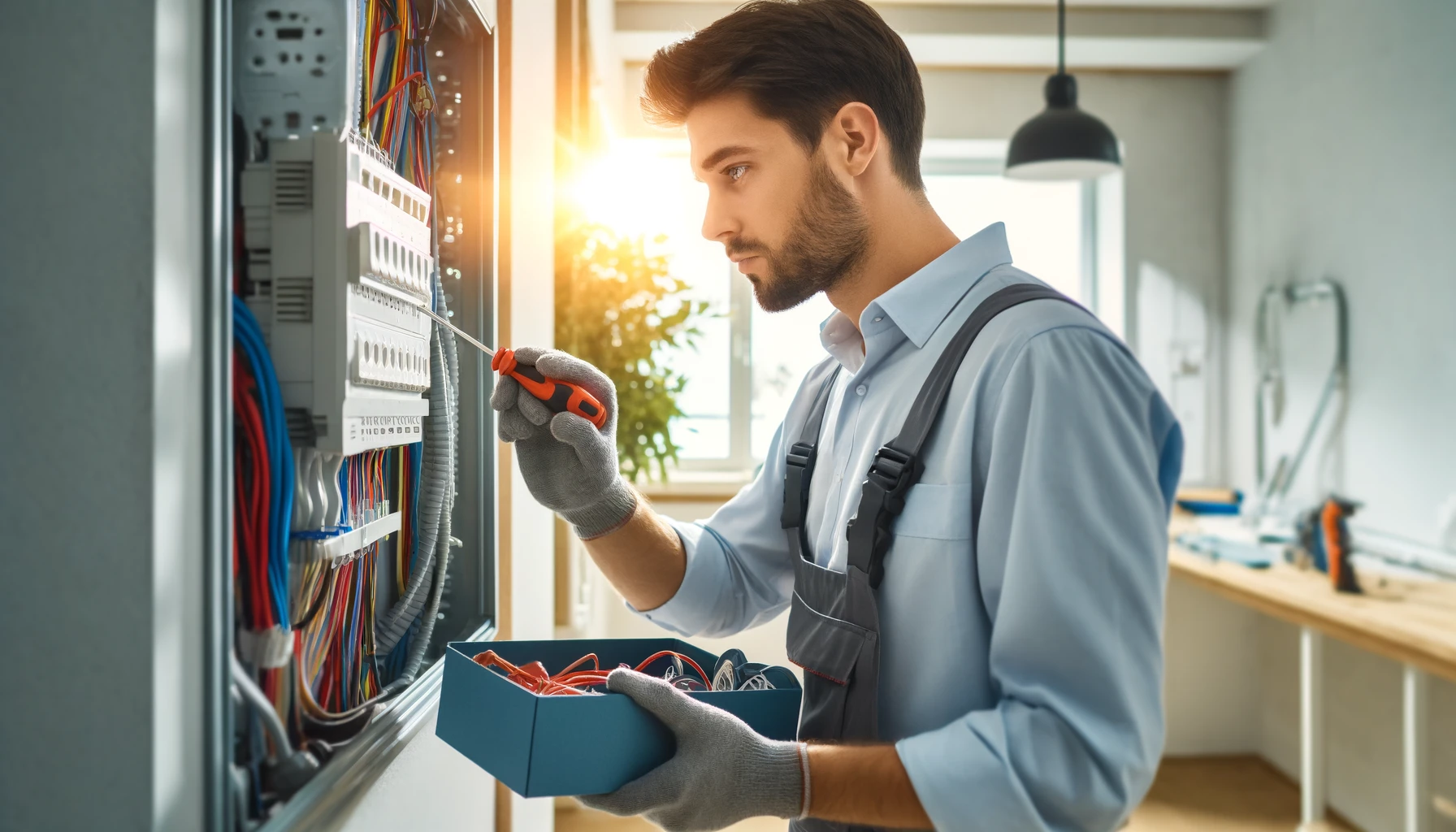 Tridev Enterprises electrician carrying out electrical work